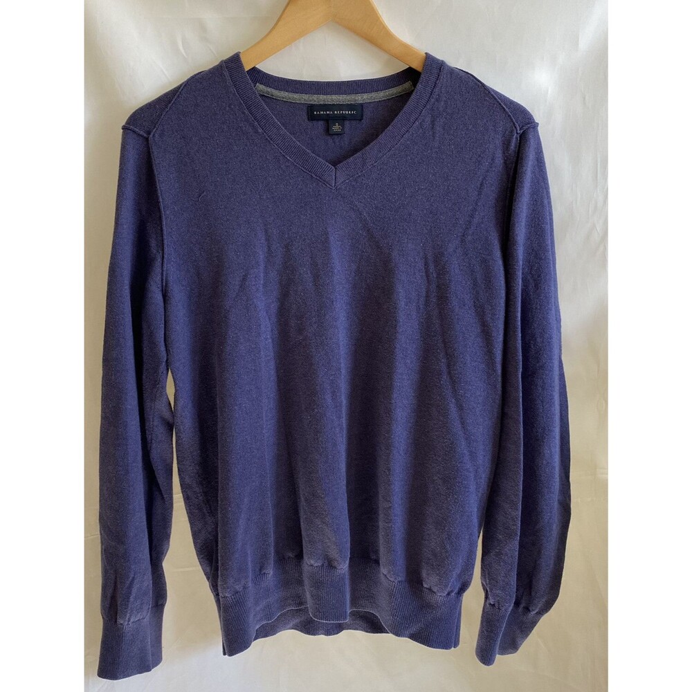 Banana Republic Sweater Mens S Purple V Neck Cotton Cashmere Sweater